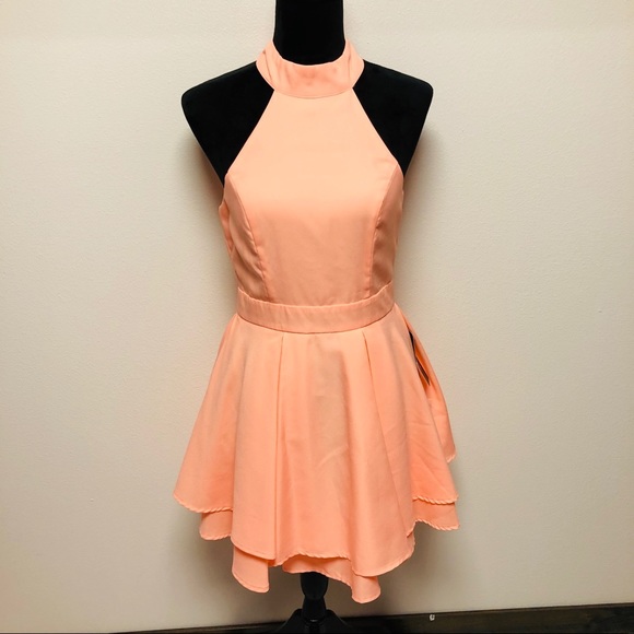 NEW Lulu’s Peach Skater Dress Medium - Picture 3 of 8